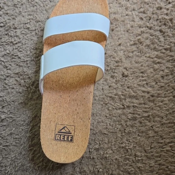 Reef White Sandals Cork Footbed Slide - Picture 2 of 7